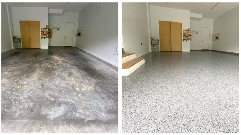 Residential Epoxy Floor Coating Before & After