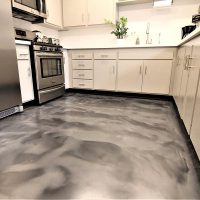 Gray Metallic Kitchen Floor